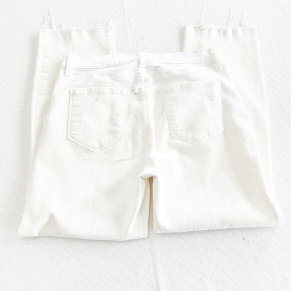 L'Agence Sada Cropped Slim High Rise White Denim Jeans Raw Hem Stretchy Size 30 - Picture 3 of 8